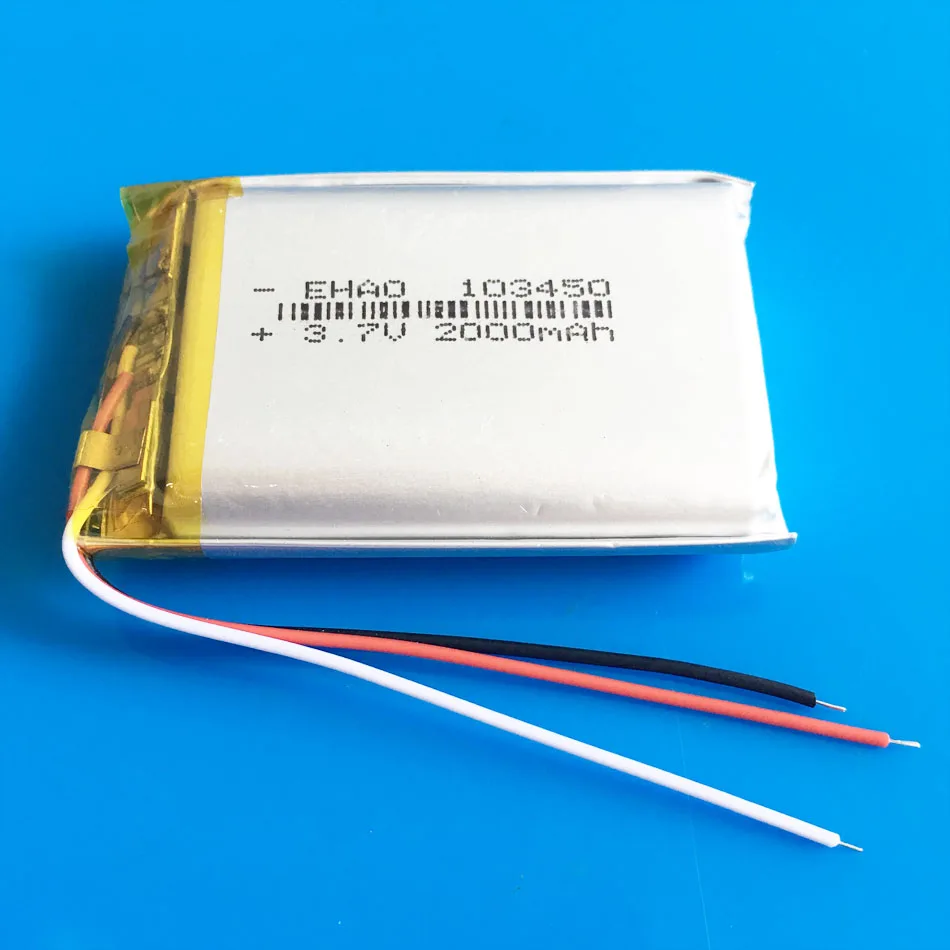 103450 3 провода 1800 mAh 3,7 V lipo литий-полимерный аккумулятор для MP3 gps навигатор DVD рекордер гарнитура электронная книга камера