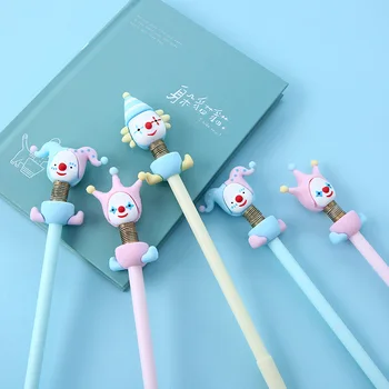 

12 Pcs/Lot Cute Clown Gel Pen Ballpoint Novelty Shaking Doll Toy Black Color Pens for Writing Signature Office School A6948