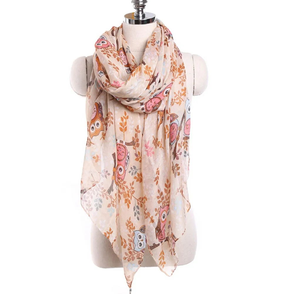 Новинка, осенне-зимний женский кружевной длинный теплый шарф с принтом совы, шаль, модные дамские шарфы, аксессуары#1007 - Цвет: Хаки