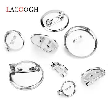 

50pcs 15 20 25 30mm Brooch Base Blank Tray Bezel Fit Cabochon Round Brooch Flat Base Cup DIY Jewelry Making Findings Accessories