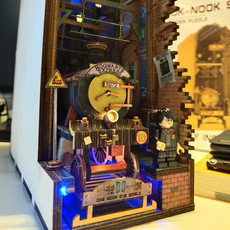 DIY Book Nook Wooden Diagon Alley Building Model Bookend