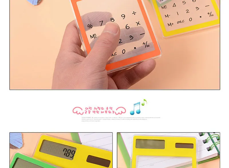 Useful Calculator LCD 8 Digit withTouch Screen Ultra slim Transparent Solar Stationery Clear Scientific Office