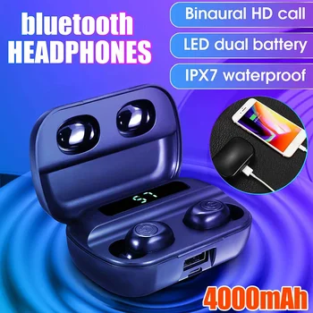

bluetooth V5.0+EDR F9 TWS Wireless Earphone LED Display Headset With Microphone 4000mAh Intelligent Noise Reduction Headphone