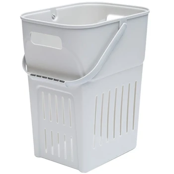 

Plastic Laundry Storage Basket Portable Household Laundry Basket Clothes Toy Laundry Storage Basket Container-Grey
