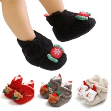 Natal sapatos de bebê para meninas meninos dos desenhos animados cervos papai noel criança sapatos quente macio sola de algodão botas infantil presente de natal 0 1 ano