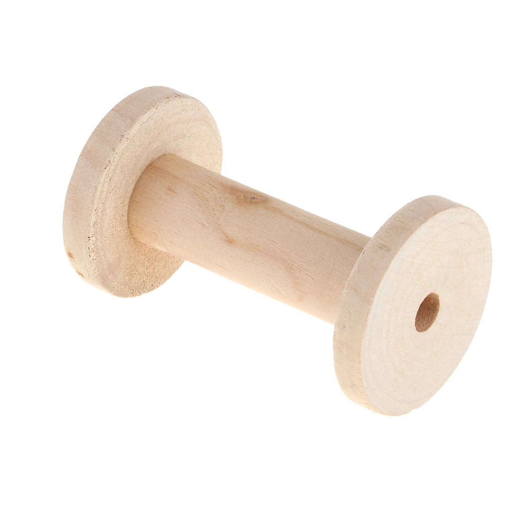 Vintage Wooden Empty Thread Spools Cylinder Needlework Crafts Bobbins Reels Organizer For Ribbon Sewing Tools