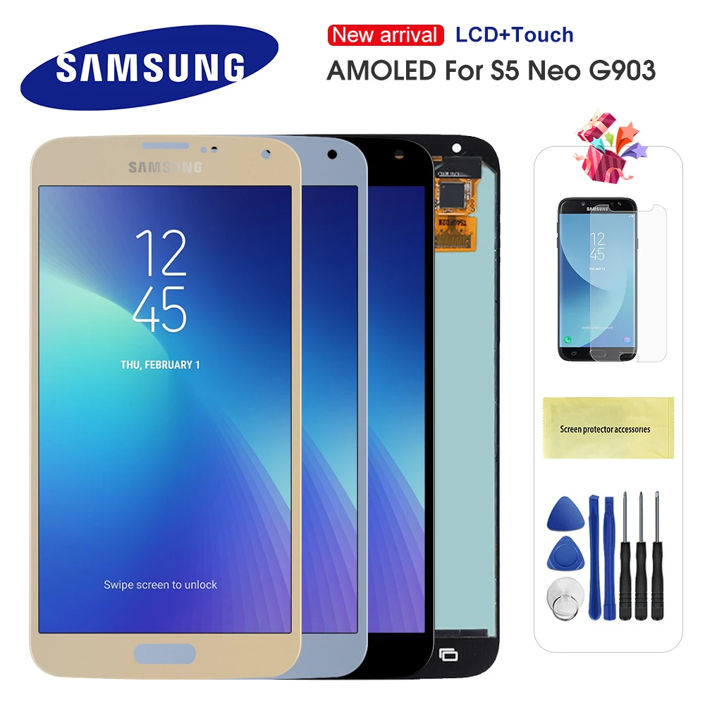 

Super AMOLED For Samsung Galaxy S5 NEO LCD SM-G903M G903 G903F G903M Display Touch Screen Digitizer Assembly For S5 S5 neo lcd