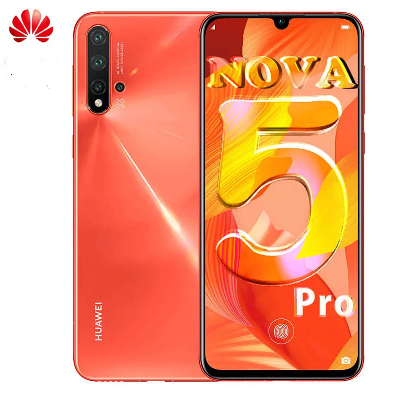 Смартфон huawei Nova 5 pro, 6,39 дюймов, Kirin 980, четыре ядра, 8 ГБ ОЗУ, 256 Гб ПЗУ, Android 9,0, 40 Вт, зарядка, мобильный телефон