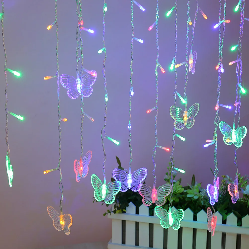 3.5M Outdoor Xmas Christmas Butterfly LED Strip String Light Bedroom Decor - Испускаемый цвет: colorful
