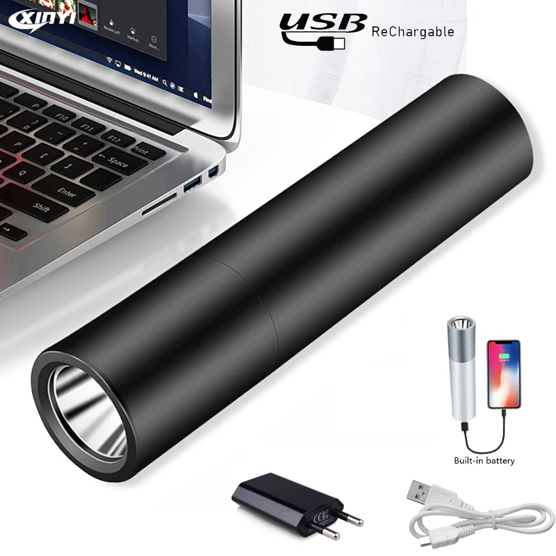 USB Перезаряжаемый простой светодиодный светильник вспышка из алюминиевого