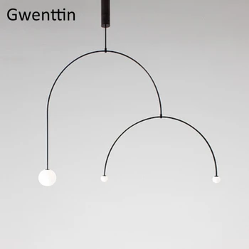 

Nordic Iron Line Pendant Lights Nordic Glass Hanging Lamp for Living Room Bedroom Luminaria Hanglamp Home Loft Industrial Deocr