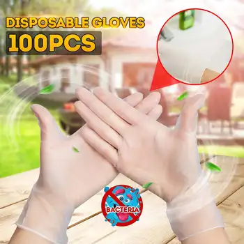 

100PCS Transparent Disposable Gloves Latex Dishwashing/Kitchen/Medical /Work/Rubber/Garden Gloves Universal For Left Right Hand