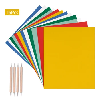 

16Pcs/Set DIY Home Sewing Paint Kit Colorful Transfer Paper + Drawing Tracing Paper + Embossing for Handmade Cloth Embroidery