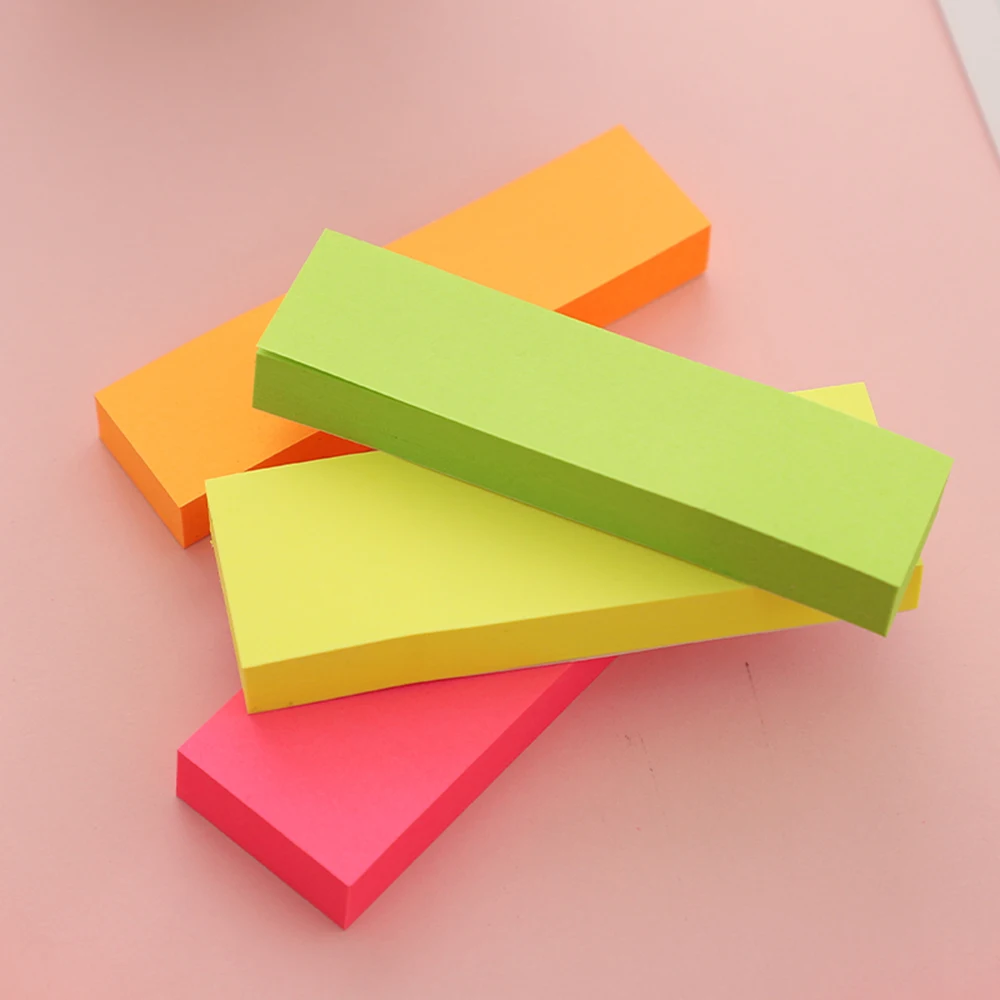 Неоновые липкие флаги 100 листов Флуоресцентный блокнот Memo Самоклеящийся Post it