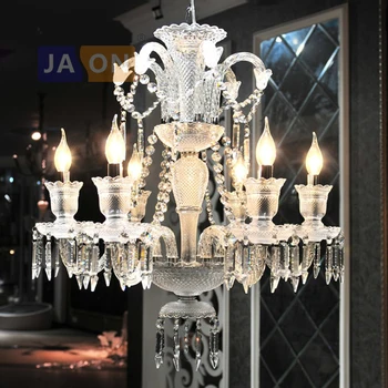 

Hot led e14 Baccarat Iron Crystal Glass Fabric Clear Chandelier Lighting Lustre Suspension Luminaire Lampen For Foyer