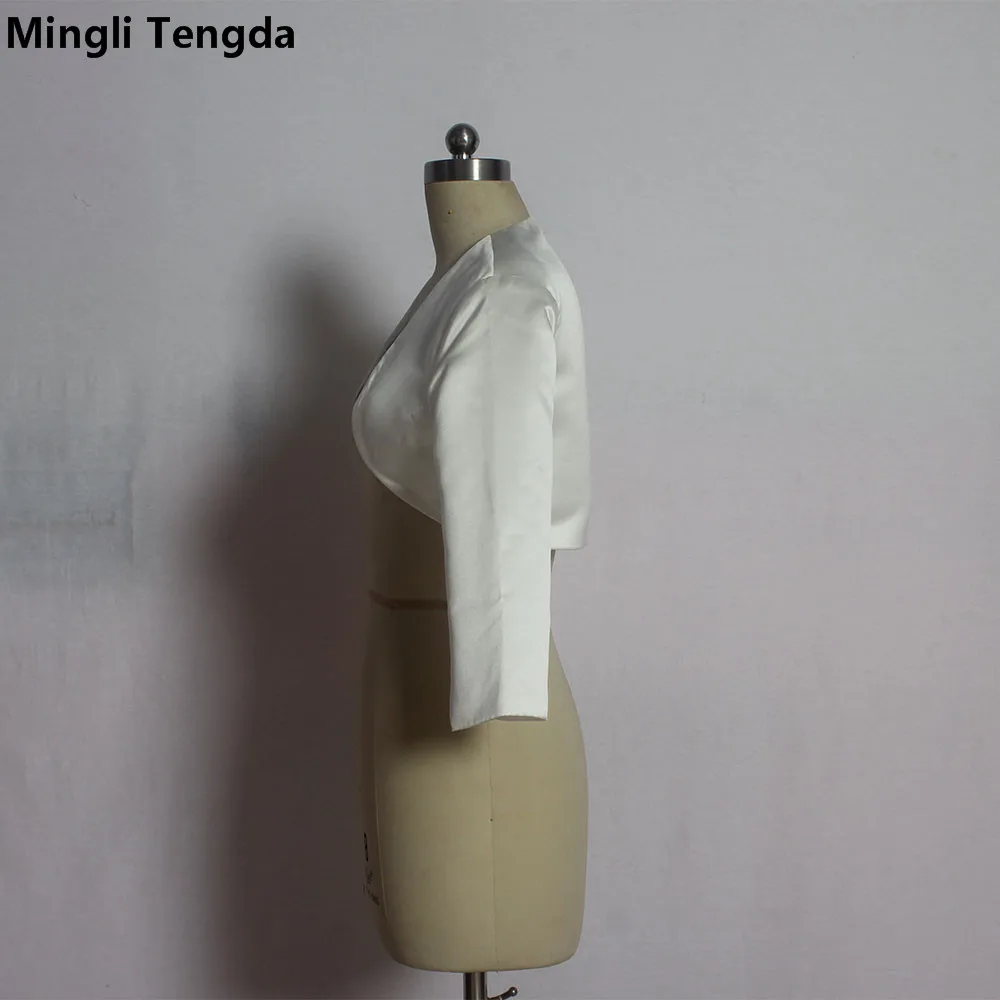 New White/ Ivory Satin Fashion Half Sleeve Wedding Jacket Made Bolero Wedding Accessories Cape Mariage Bridal Wraps
