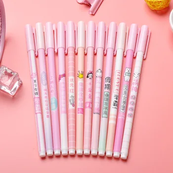 

12pcs/set Color pens gel pens 0.5 mm lovely school glitter pen Kawai Korean stationary cute pen school supplies