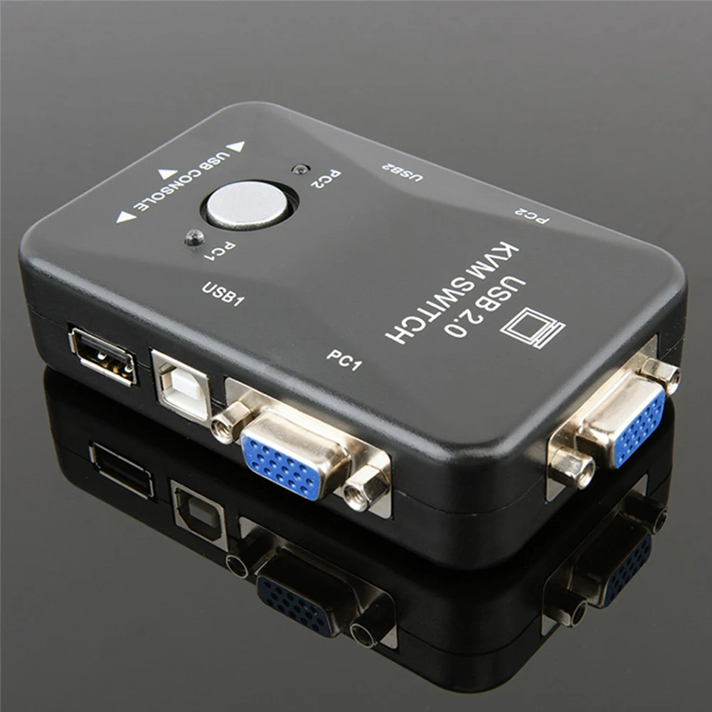  USB2.0 2-Port Adapter Switcher Switch Box Monitor Video For Keyboard Mouse KVM 1920*1440