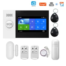 Kit système d'alarme de sécurité pour maison connectée, wi fi, GSM, Tuya, avec détecteur d'ouverture de porte, détecteur sirène, sans fil