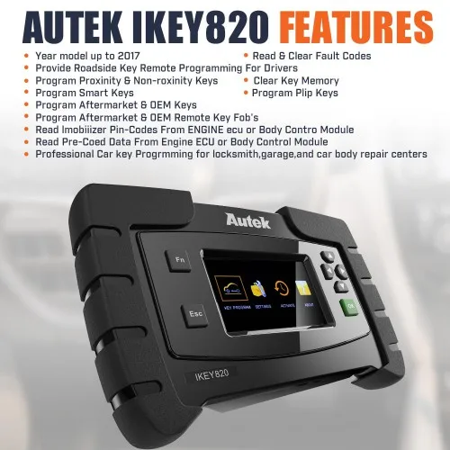 Оригинальный Автомобильный ключ Autek IKey820 OBD2 программатор Универсальный