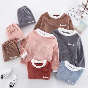 

Muyogrt Baby Boy Girl Pajamas Set Flannel Fleece Toddler Child Warm Solid Homewear Sleepwear Kids Home Suit Winter Fall Spring