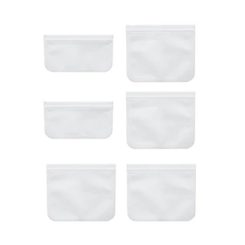 

6pcs PEVA Translucent Storage Bags Frosted Sandwich Bags Food Storage Bag (White 4 Big 2 Small)