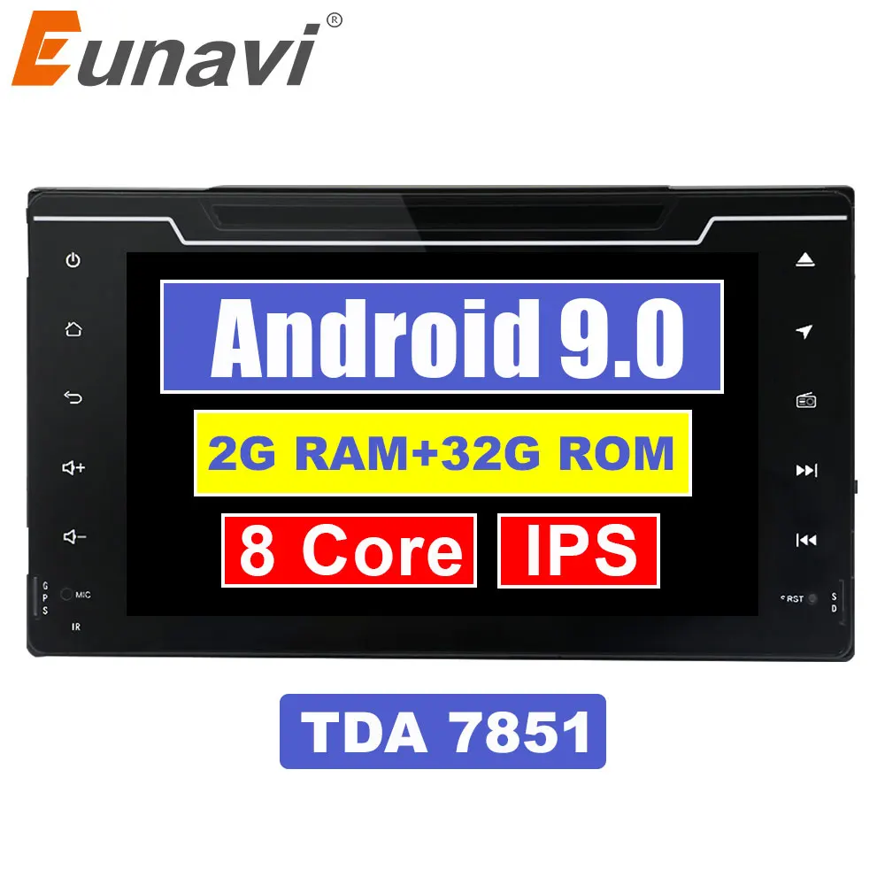 Eunavi 2 Din " Android 9,0 Восьмиядерный автомобильный dvd-плеер для Toyota Corolla gps навигация Радио RDS стерео 2G ram wifi USB