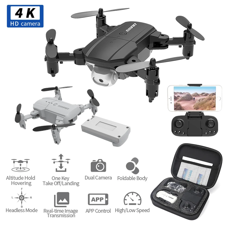 

KIYA Newest Mini Drone with Camera 4K HD Height Hold One Key Return 720P RC Quadcopter Dron Toys Gift for Beginner