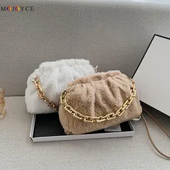 

Fashion Winter Plush Solid Color Crossbody Bags for Women 2020 Pleated Cloud Large Capacity Shoulder Handbags Underarm Totes