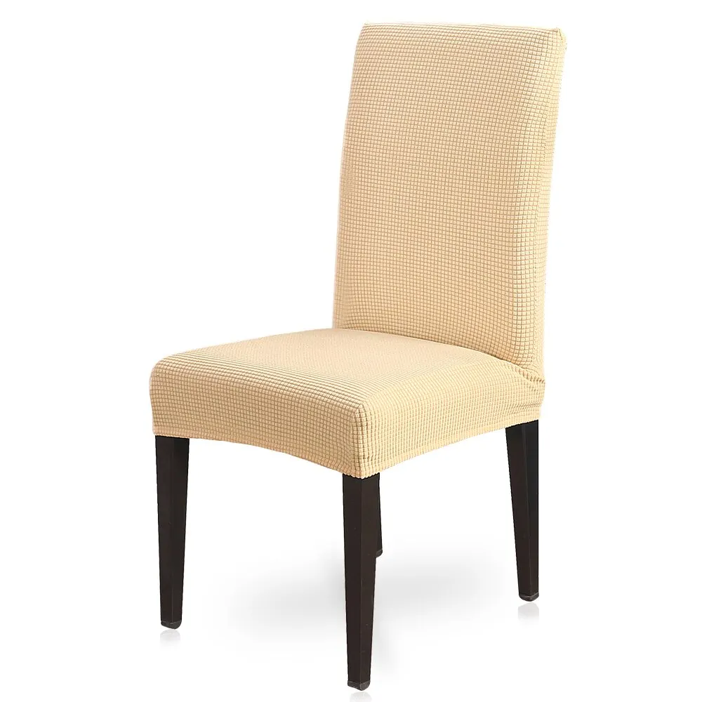 Beige Yellow Плед Флис утолщенный стрейч спандекс Чехол для стула съемный чехол для мебели столовая вечерние свадебные толстые трикотажные чехлы для стула - Цвет: Beige Yellow