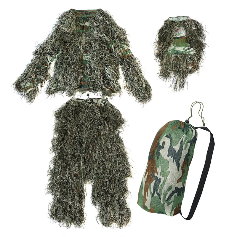 5 pieces New Ghillie Suit Camo Woodland Camouflage Forest Hunting 3D 5 pieces New Ghillie Suit Camo Woodland Camouflage Forest Hunting 3D