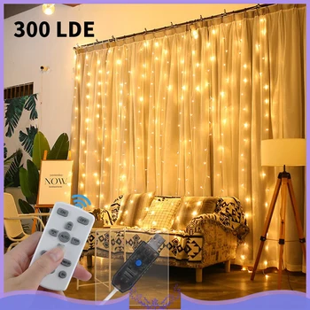 

3*3M 300LED Curtain Light String Curtain Fairy Tassel String Light Christmas Light For Wedding Home Garden Party Decoration