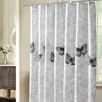 

Wholesale New Butterfly Polyester Bath Curtain Thick Washable Bathroom Shower Curtains For Bathtub Bathing Cover Waterproof YD