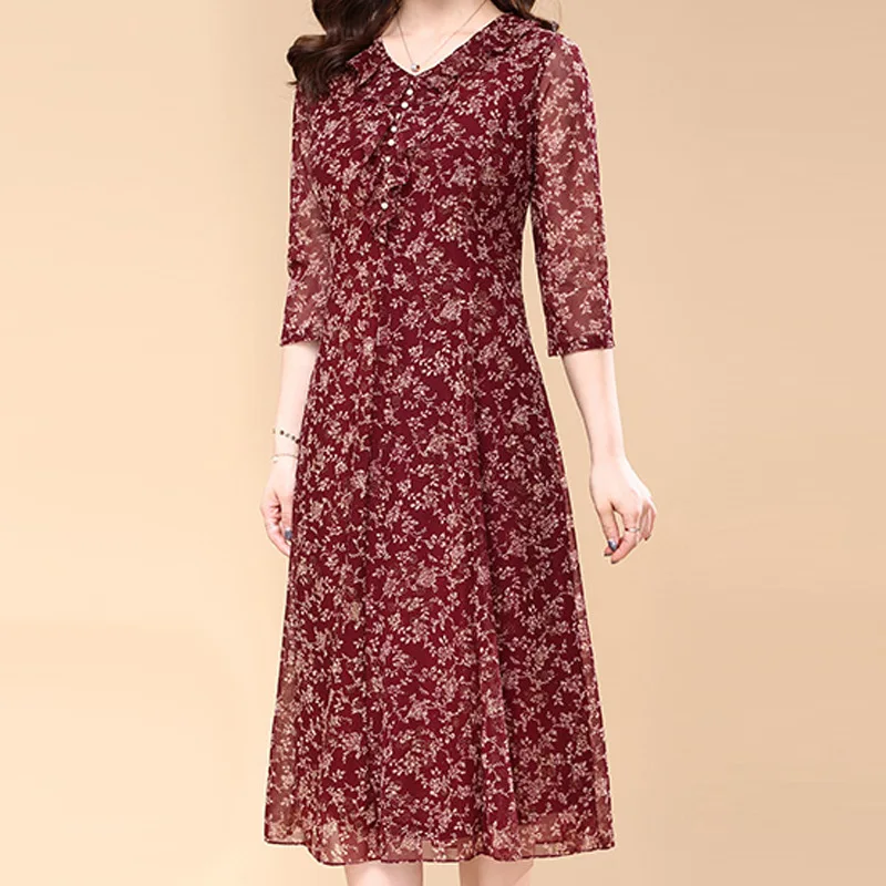 

Taiwan Mesh Dress 2019 New Style Summer Brand WOMEN'S Dress Fat Mm Elasticity Floral Skirt