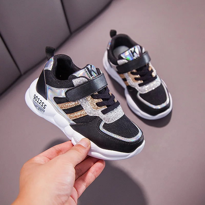 PandaQ/детская обувь; Zapatos Para; кроссовки для мальчиков с блестками; кроссовки для девочек; повседневная обувь для бега; Tenis Infantil; модная обувь