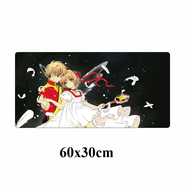 Аниме Cardcaptor Sakura коврик для мыши Скорость геймера 60x30 см прочный большой игровой коврик для мыши фиксирующий край ноутбук Настольный коврик - Цвет: Серебристый