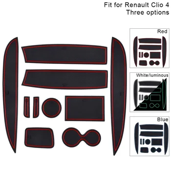 

For Renault Clio 4 Car Gate Slot Mat Cup Pad Antislip Waterproof Auto Door Groove Pad Car Interior Accessories 1 Set
