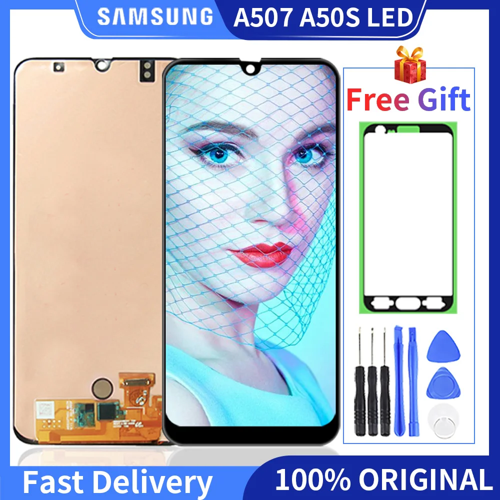 

100% Tested LCD For Samsung Galaxy A50S A507 LCD Display SM-A507FN/DS A50FF/DS Touch Screen Digitizer Assembly With Gift