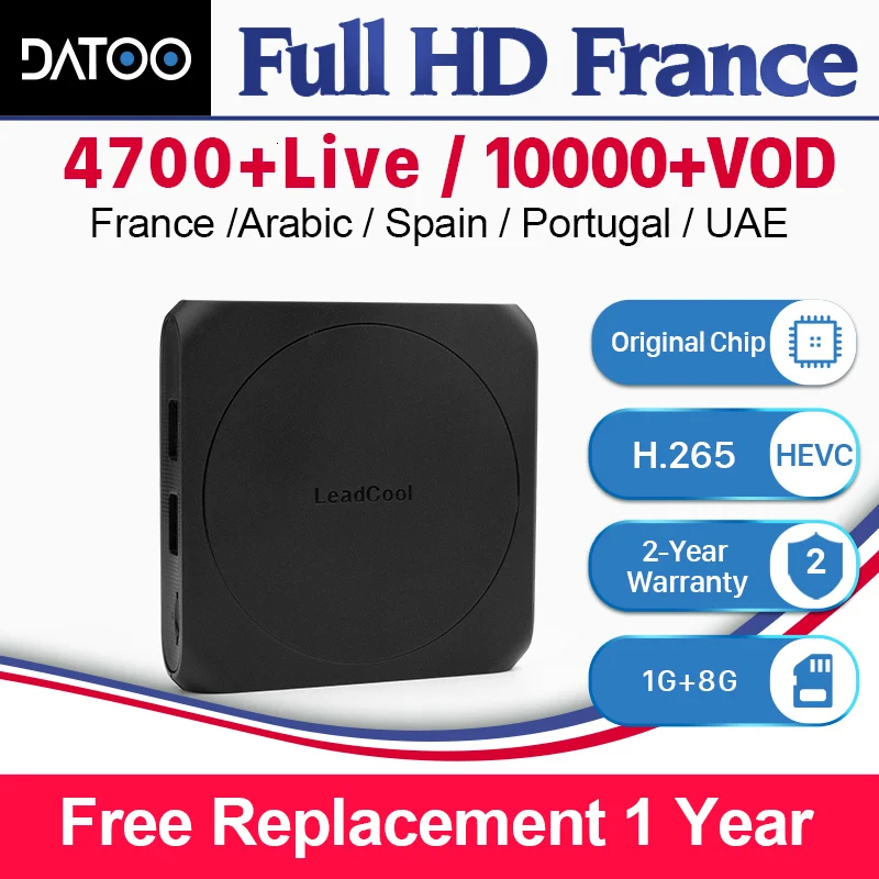 

DATOO Leadcool W IPTV France/Arabic/Italy/Germany/Portugal/Turkey Android 7.1 1 Year IPTV Turkey/Germany/Italy/Arabic/France