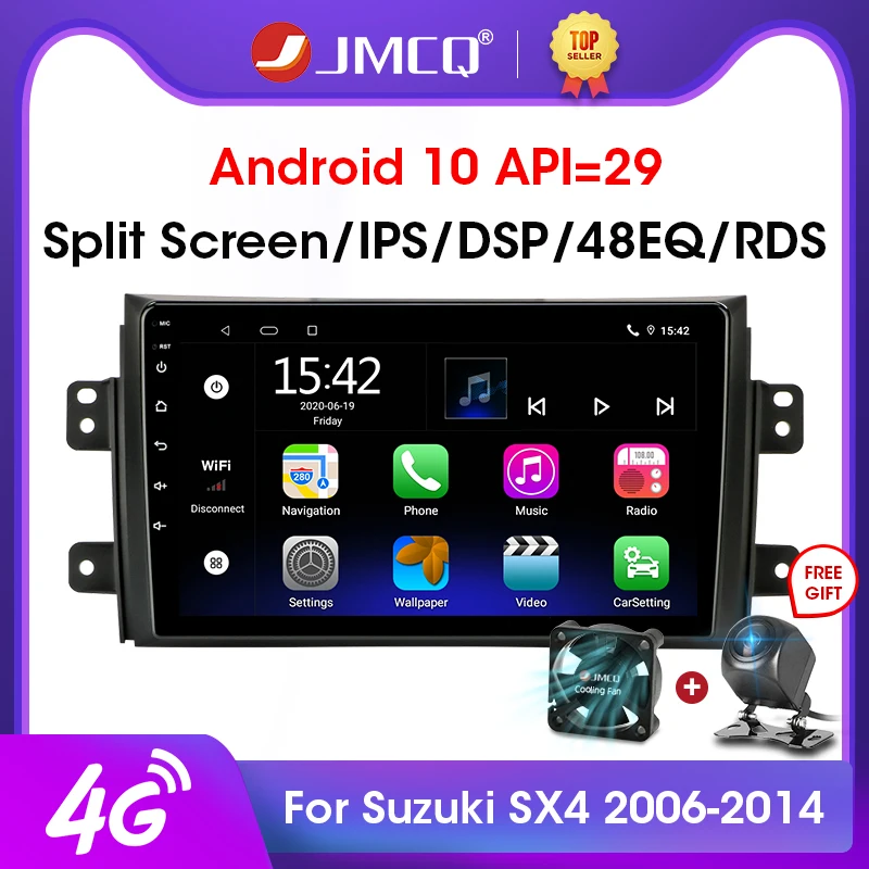 

JMCQ Android 10.0 2GB+32GB DSP CarPlay Car Radio Multimidia Video Player Navigation GPS For Suzuki SX4 2006-2014 2 din dvd
