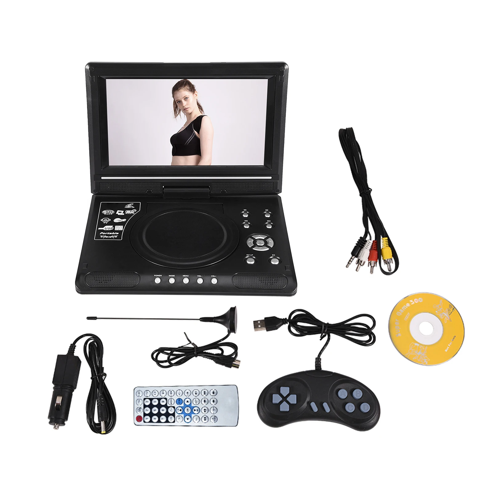 club Ocho pobre Reproductor de DVD portátil para coche, Radio con Control remoto, 100-240V,  CD, 9,8 pulgadas, reproductor de vídeo de alta definición, AU/UK, con  antena de CD - AliExpress Productos electrónicos