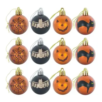

12PCS Halloween Decor Balls Matte Round Balls Halloween Party Hanging Ornament Gift