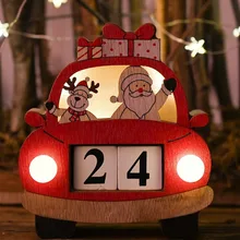 Светодиодный, светящийся, Рождественский календарь для автомобилей, деревянная подвеска, Рождественская елка, украшение, Санта Клаус, детский подарок, Адвент-календарь, игрушка