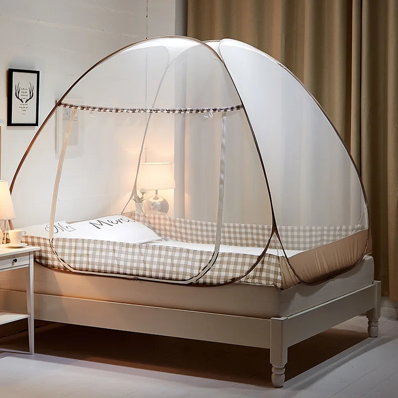 Mosquito net installation free large space zipper single open door anti mosquito net portable folding yurt