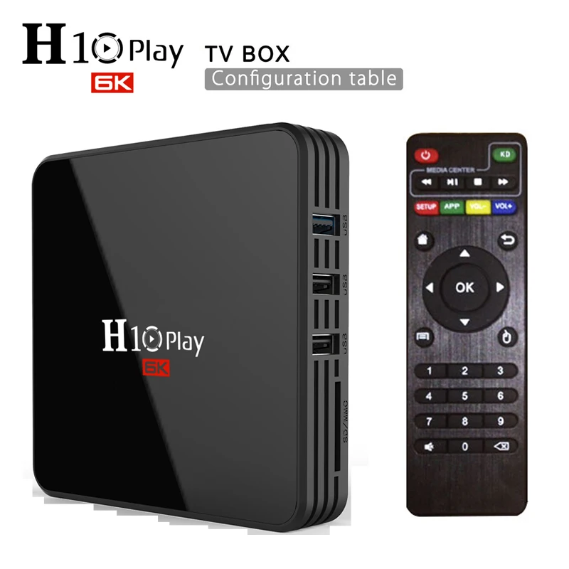 H10 PLAY Android 9.0 Smart TV Box Allwinner H6 2.4G WiFi 4GB RAM 32GB/64GB ROM Set Top Box USB3.0 H.265 6K Media Player 2GB 16GB