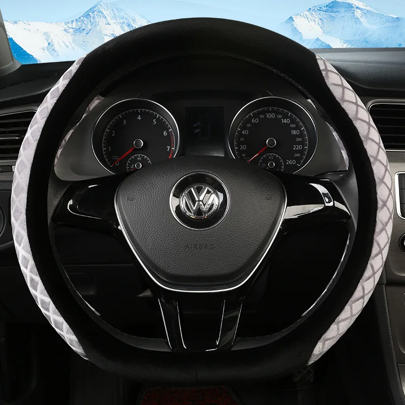 

Winter Plush Steering Wheel Cover Handbrake Sleeve Gear Cover Three-piece Set Steering Wheel Cover Antifreeze Warm Car Supplies