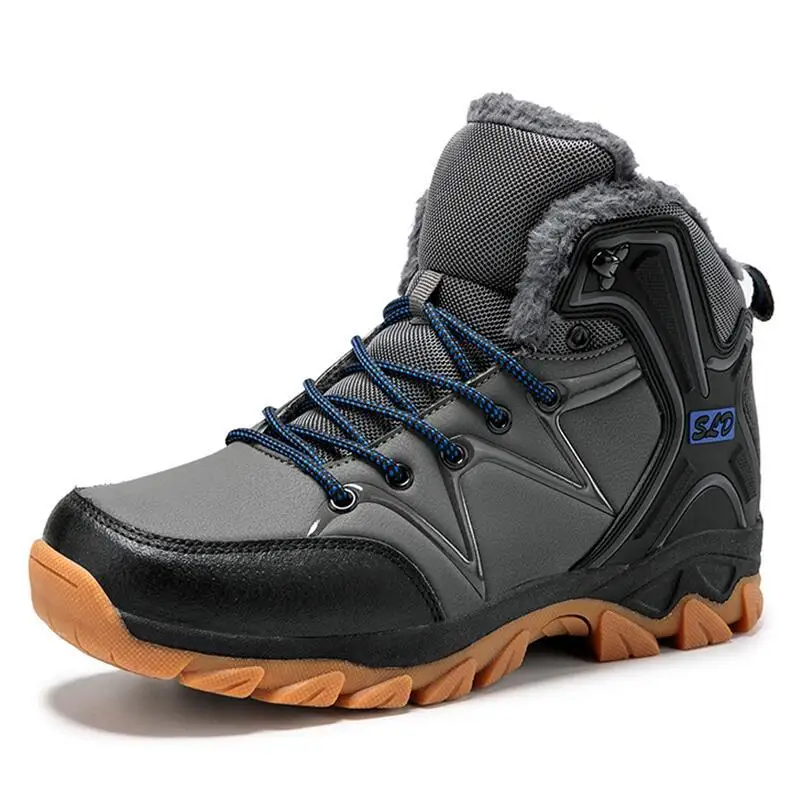 

Winter Plush Men Boots 2019 Warm Snow Boots Men Leather Waterproof Winter Boots Work Shoes Men Sneakers Footwear Ankle Boots