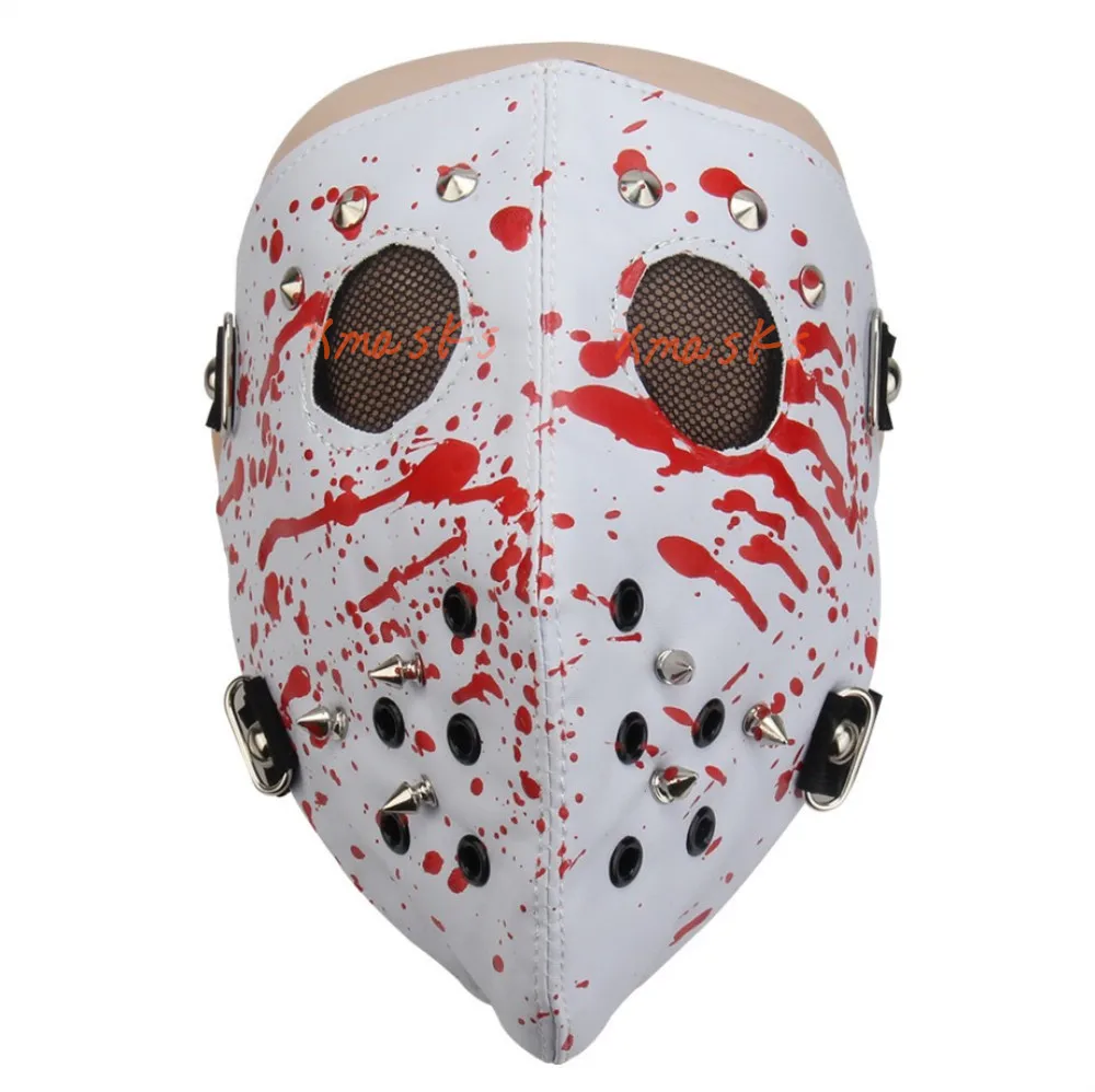 Windproof Riding Mask PU Masks Punk Costume Cycling Running Face mask sports female man rivet Hannibal black zipper Tokyo Ghoul - Цвет: Red