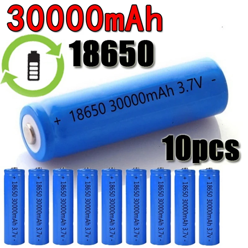 Dropshipping 18650 Li-ion Rechargeable Battery 30000mAh 3.7V for LED Flashlight/electronic Gadget Cabinet Light | Электроника