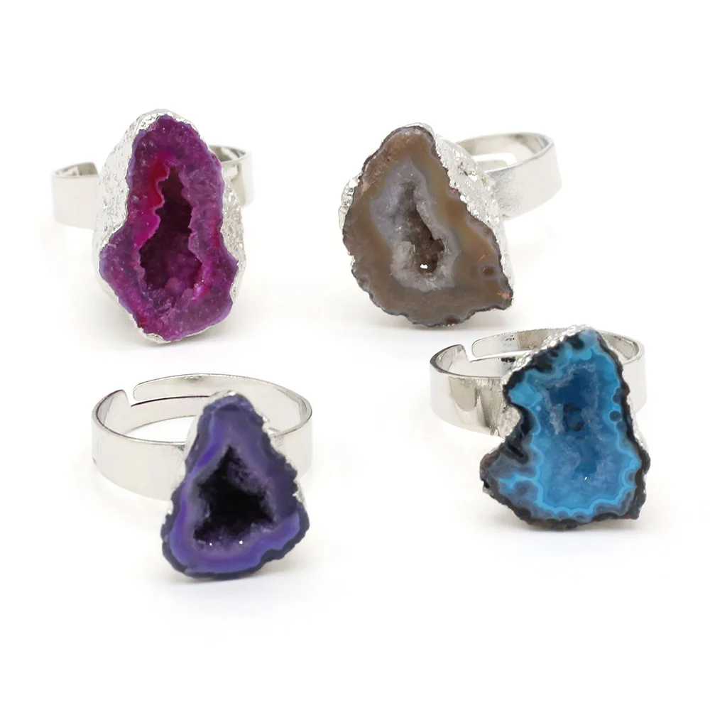 Adjustable Ring Druzy Stone | Quartz Finger Rings Jewelry | Crystal Quartz  Unique Ring - Rings - Aliexpress